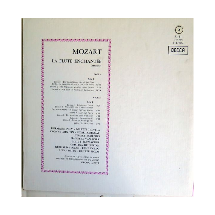 Disque 33 Tours Mozart La flute enchantée Orchestre philarmonique de Vienne / Georg Solti