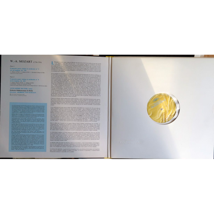 Disque 33 Tours Mozart Concertos pour Violon n° 3 en sol majeur Anne-Sophie Mutter Herbert Von Karajan