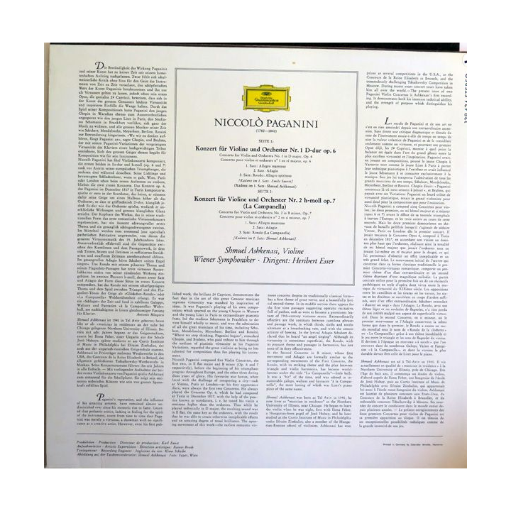 Disque 33 Tours Niccolo Paganini Shmuel Ashkenasi Violon