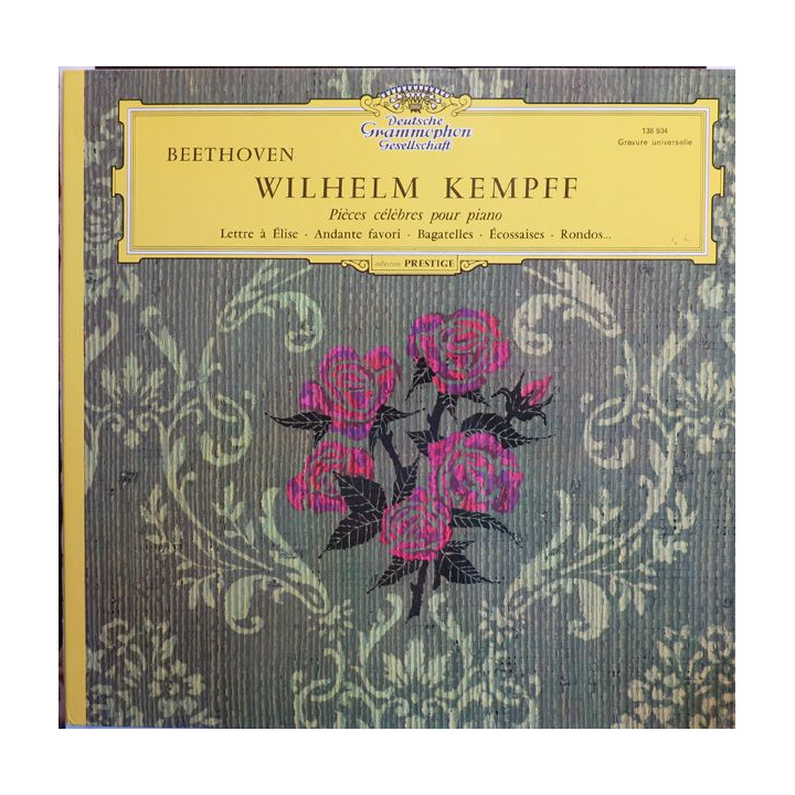 Disque 33 Tours Beethoven Wilhem Kempff pièces célèbres pour piano