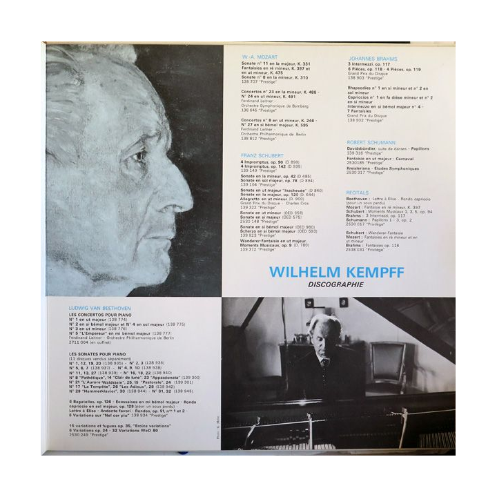 Disque 33 Tours Beethoven Sonates n° 8, 14 et 23 Wilhem Kempff au piano