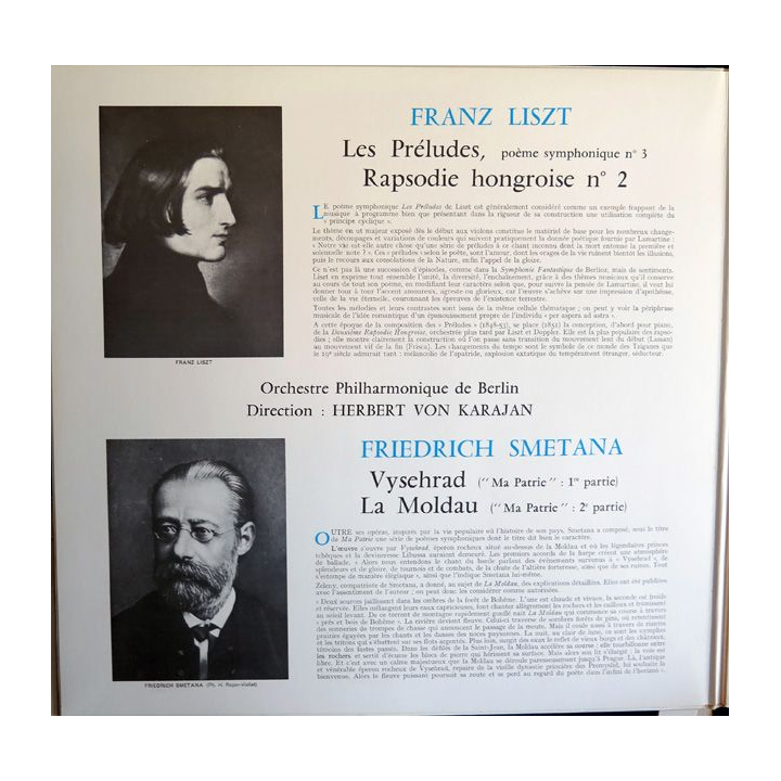 Disque 33 Tours Liszt Les Préludes Rapsodie Hongroise n° 2 ... Herbert von Karajan