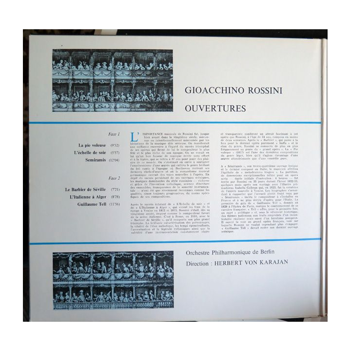 Disque 33 Tours Rossini Ouvertures  Herbert von Karajan