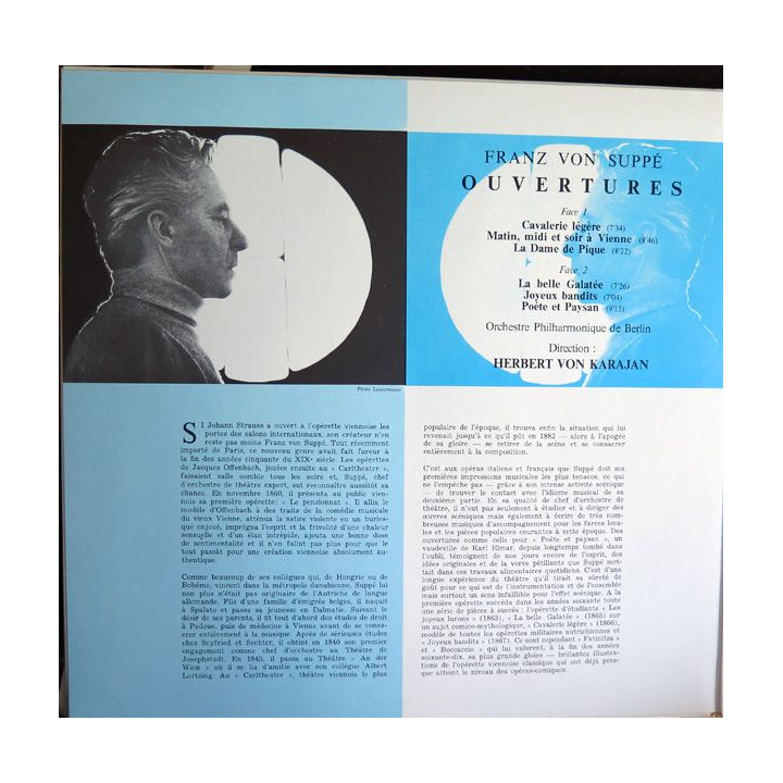 Disque 33 Tours Franz Suppé Ouvertures  Herbert von Karajan