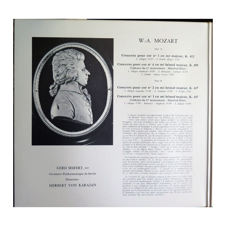 Disque 33 Tours W. A. Mozart Petite Concertos pour Cor gerd Seifert & Herbert von Karajan