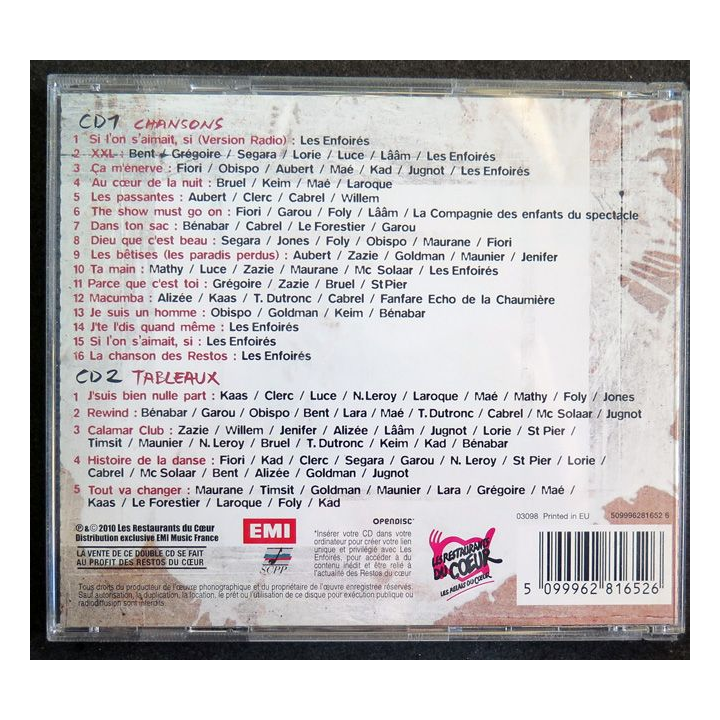 DISQUE CD Le train des Enfoirés 2 CD