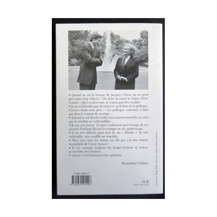 Bernadette Chirac avec Patrick de carolis Conversation Plon