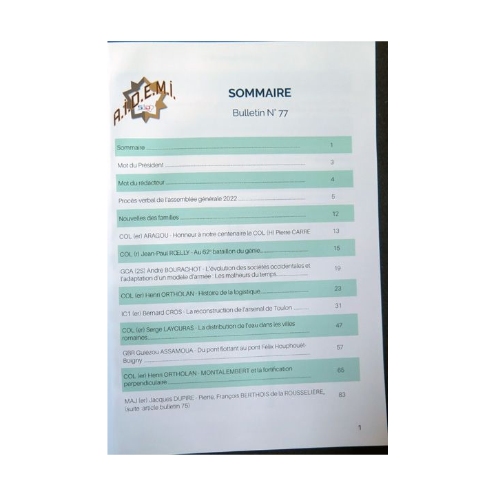 AIDEMI : bulletin de liaison n°77 de 2022 de l'association des ingénieurs diplômés des écoles militaires d'infrastructure
