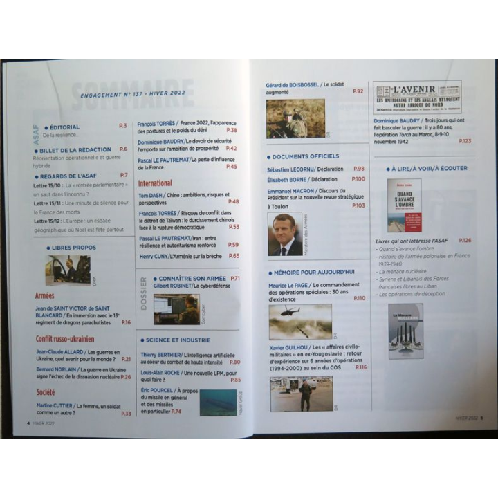 ASAF N°137 : bulletin ENGAGEMENT de l'association de soutien à l'armée française Hiver 2022