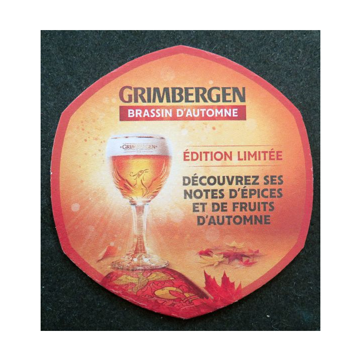 DESSOUS DE VERRE A BIÈRE Grimbergen brassin d'automne de largeur 10 cm