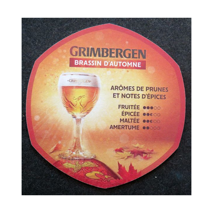 DESSOUS DE VERRE A BIÈRE Grimbergen brassin d'automne de largeur 10 cm