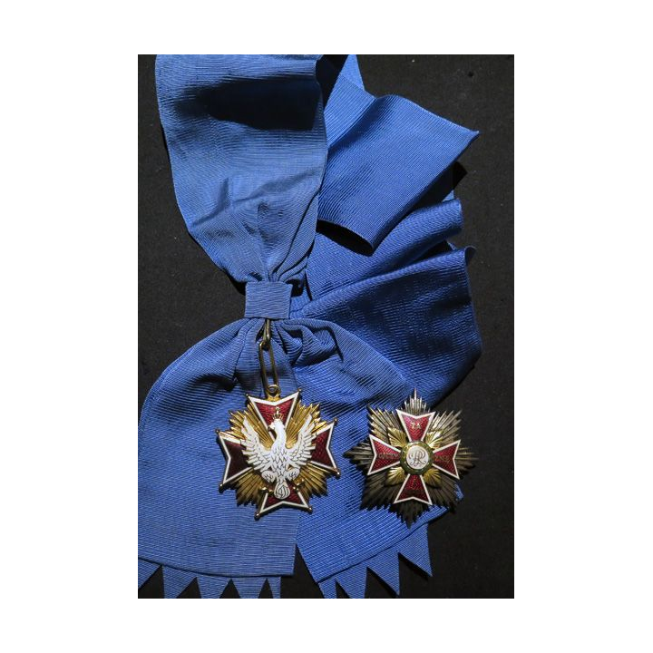 POLOGNE : Ordre de l'Aigle blanc Grand Croix De la Gemme plaquée or et émaillée (superbe copie)