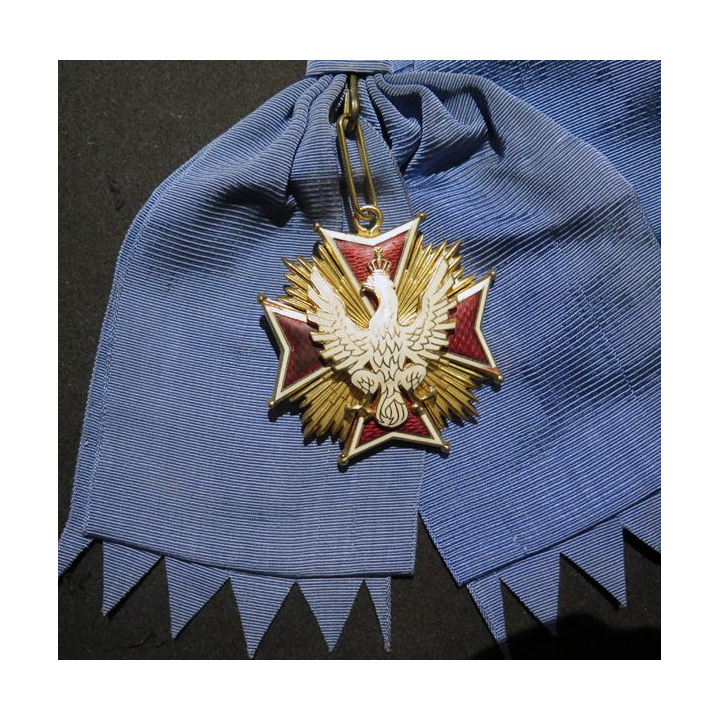 POLOGNE : Ordre de l'Aigle blanc Grand Croix De la Gemme plaquée or et émaillée (superbe copie)