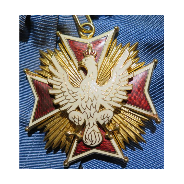 POLOGNE : Ordre de l'Aigle blanc Grand Croix De la Gemme plaquée or et émaillée (superbe copie)