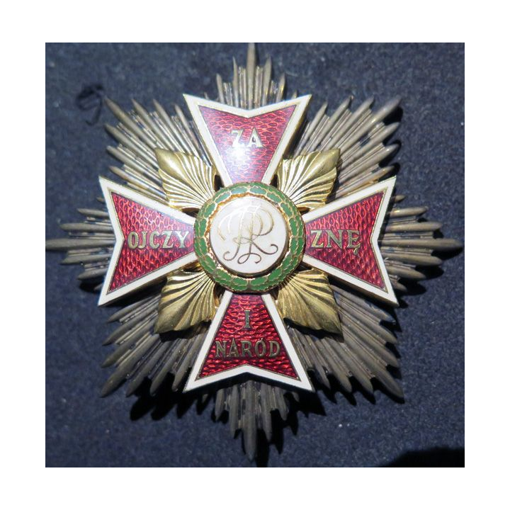 POLOGNE : Ordre de l'Aigle blanc Grand Croix De la Gemme plaquée or et émaillée (superbe copie)