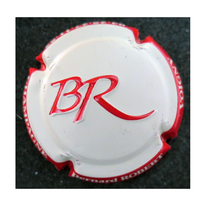 Capsule Muselet de bouteille de Champagne ROBERT Bernard n° 9g Crème, BR et ctr rouge