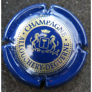 Capsule Muselet de bouteille de champagne ALLOUCHERY-DEGUERRE n° 6 Noir et Or  ctr bleu