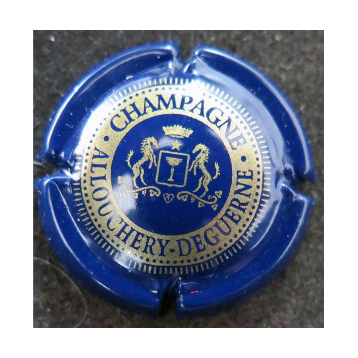 Capsule Muselet de bouteille de champagne ALLOUCHERY-DEGUERRE n° 6 Noir et Or  ctr bleu
