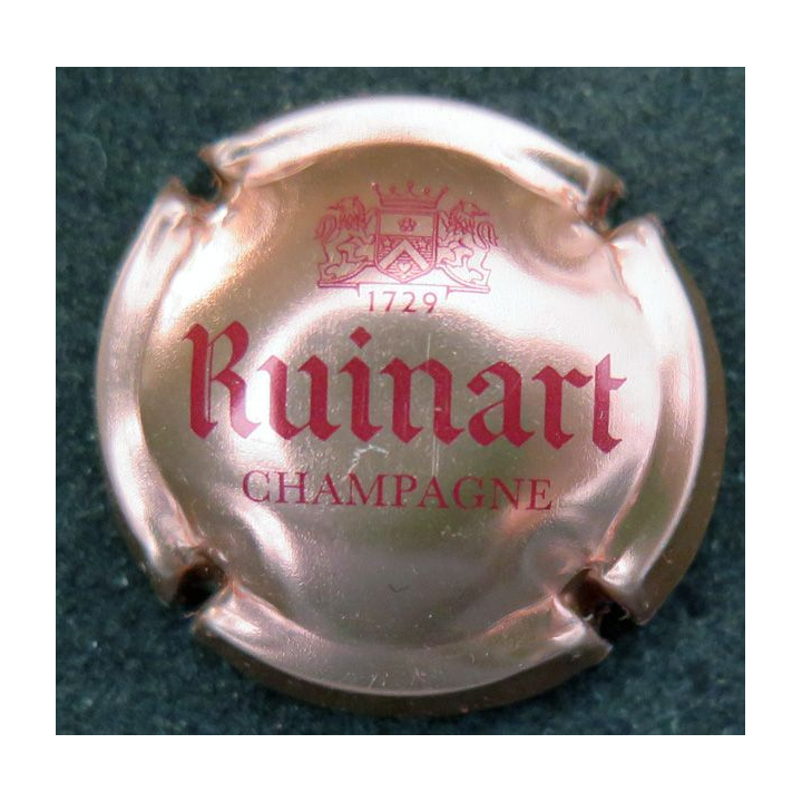 Capsule Muselet de bouteille de champagne Ruinart n° 65b quart, cuivre et rouge