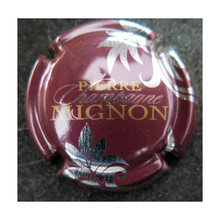 Capsule Muselet de bouteille de champagne MIGNON Pierre n° 61n Prune feuilles argent