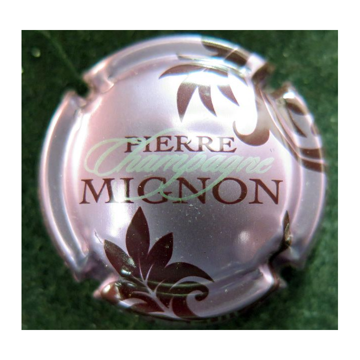 Capsule Muselet de bouteille de champagne MIGNON Pierre n° 61b rosé violacé feuilles marron