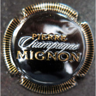 Capsule Muselet de bouteille de champagne MIGNON Pierre n° 100j noir stries or champagne blanc