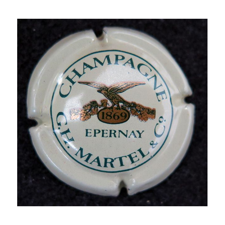 Capsule Muselet de bouteille de champagne MARTEL G. H. et C° n° 10 crème, or et vert foncé