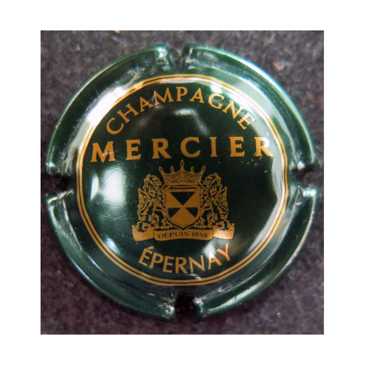 Capsule Muselet de bouteille de champagne MERCIER n° 25a vert foncé et or bas de l'écusson droit