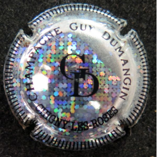 Capsule Muselet de bouteille de champagne DUMANGIN Guy n° 11b argent pailleté, striée