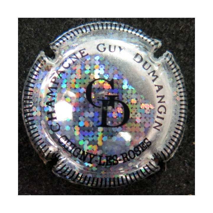 Capsule Muselet de bouteille de champagne DUMANGIN Guy n° 11b argent pailleté, striée