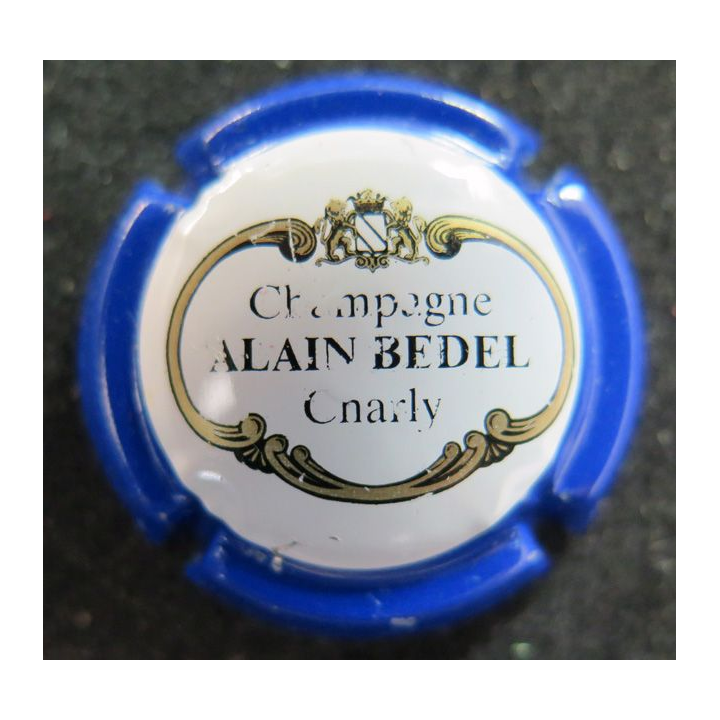 Capsule Muselet de bouteille de champagne BEDEL Alain n° 11 ctr Bleu fond blanc