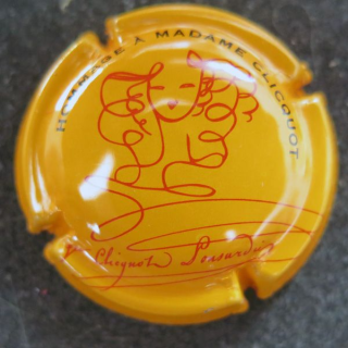 Capsule Muselet de bouteille de champagne Hommage à Madame CLICQUOT n° 137 Orange, rouge et noir