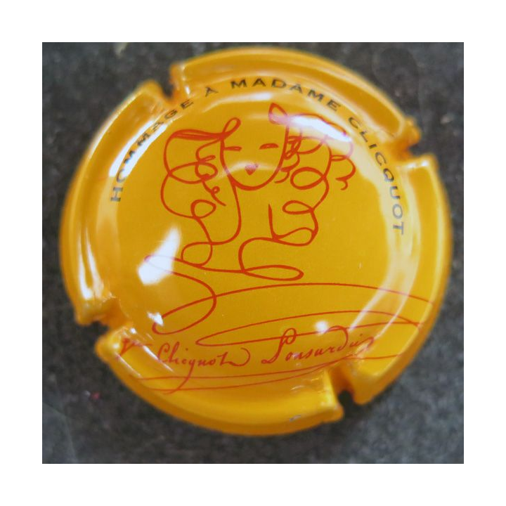 Capsule Muselet de bouteille de champagne Hommage à Madame CLICQUOT n° 137 Orange, rouge et noir
