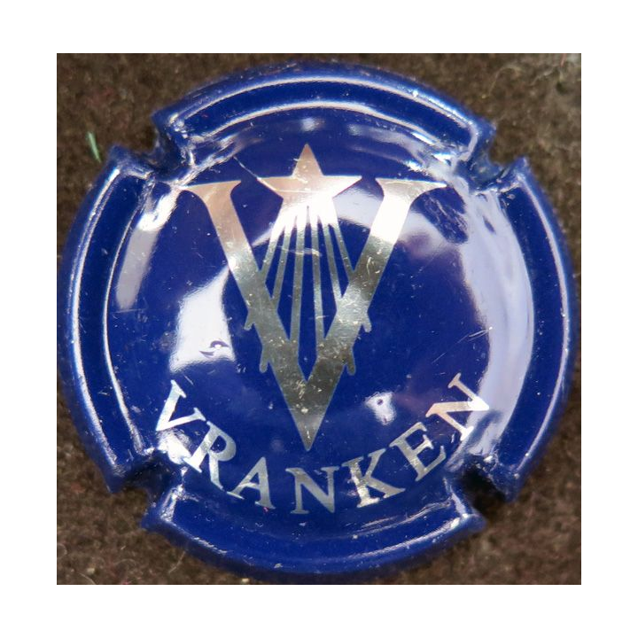 Capsule Muselet de bouteille de champagne VRANKEN n° 18 Bleu et métal lettres fines