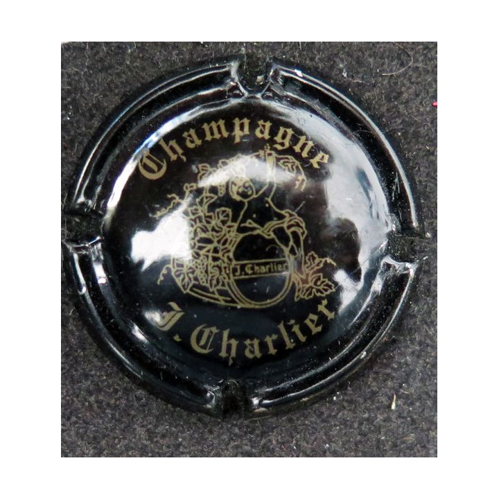 Capsule Muselet de bouteille de champagne CHARLIER J. n° 11 Noir et Or pâle