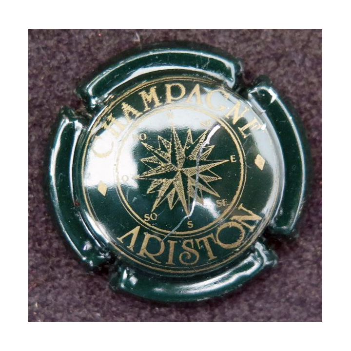 Capsule Muselet de bouteille de champagne ARISTON n° 7 Vert foncé et Or