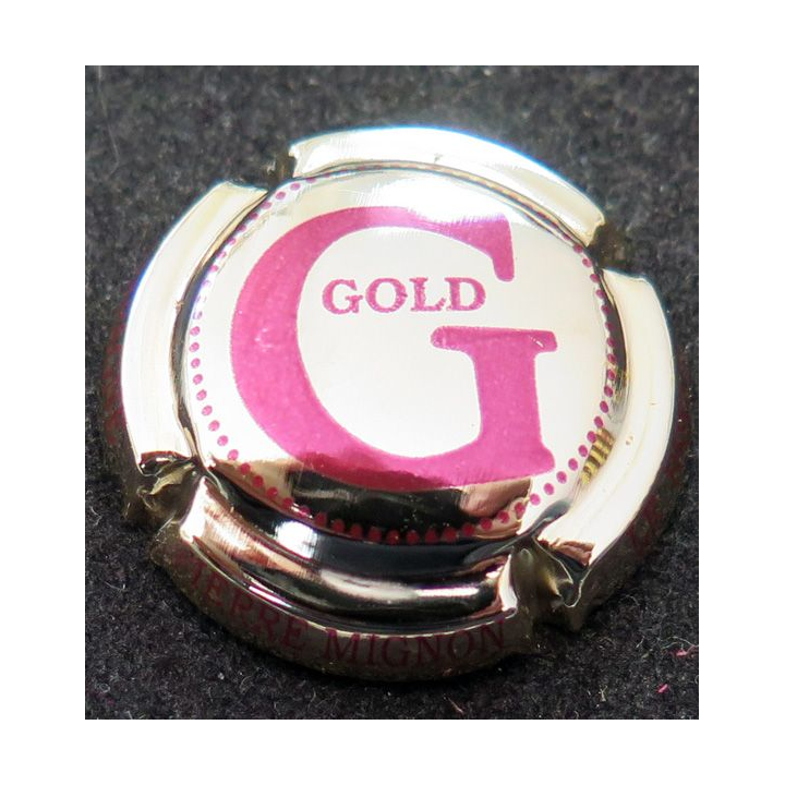 Capsule Muselet de bouteille de champagne MIGNON Pierre n° 217 Gold plaqué Or rouge violacé