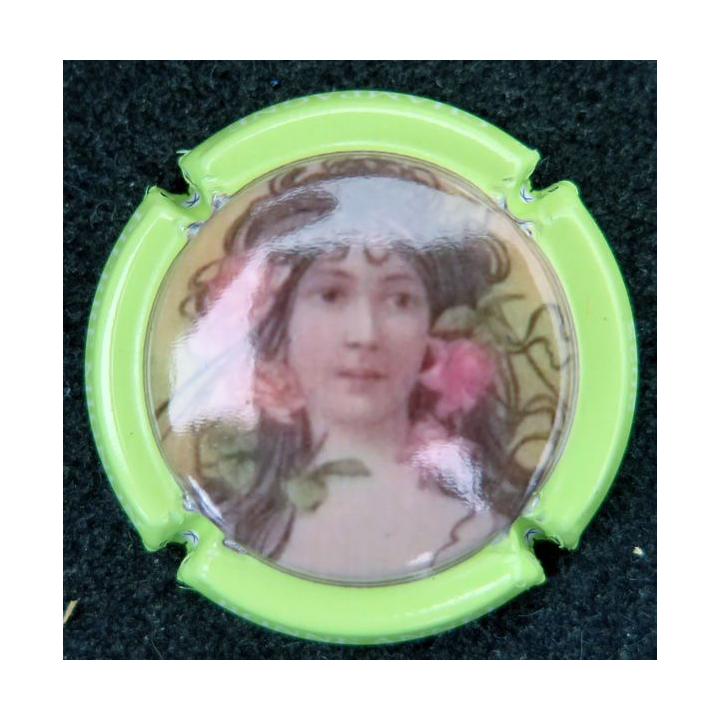 Capsule Muselet de bouteille de champagne MIGNON Pierre n° 247c fond vert fluo
