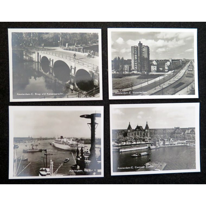 Lot de 10 cartes photographiques d'Amsterdam Octobre 1950 7 x 9 cm