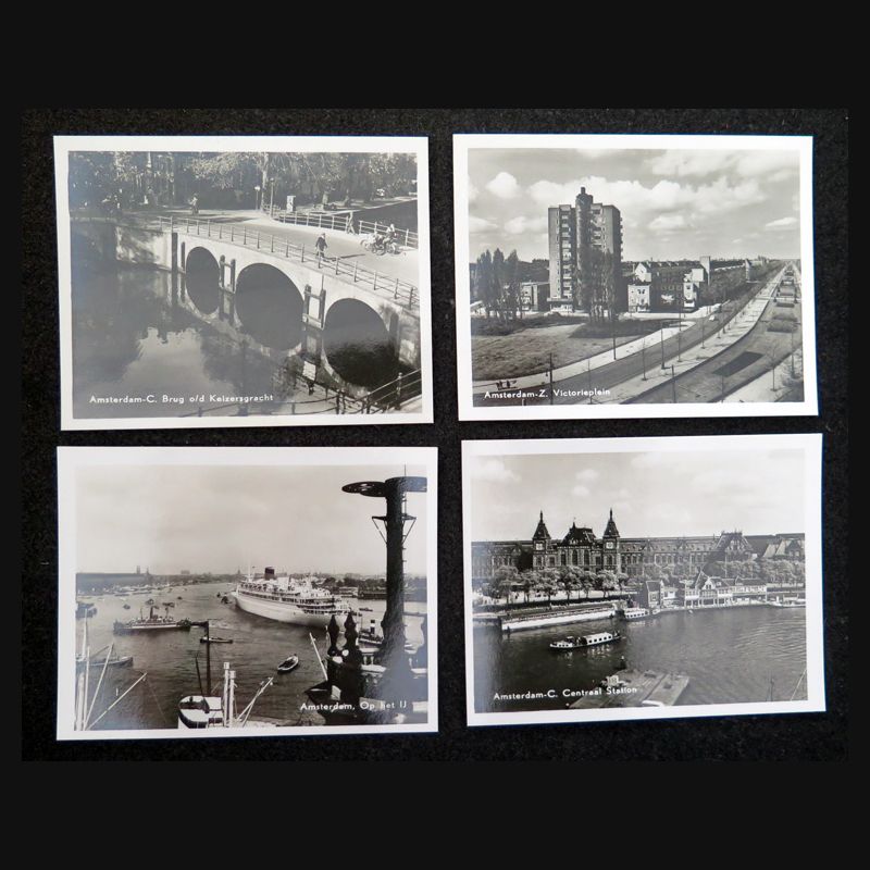 Lot de 10 cartes photographiques d'Amsterdam Octobre 1950 7 x 9 cm