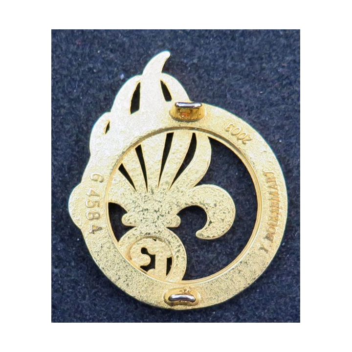 13° DBLE : insigne de béret de la 13° demi brigade de la Légion étrangère de fabrication Boussemart G. 4584 argenté