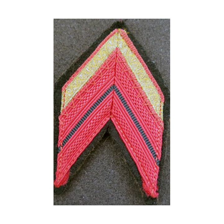 Galon de Caporal Chef PDL rouge et doré sur tissu Kaki