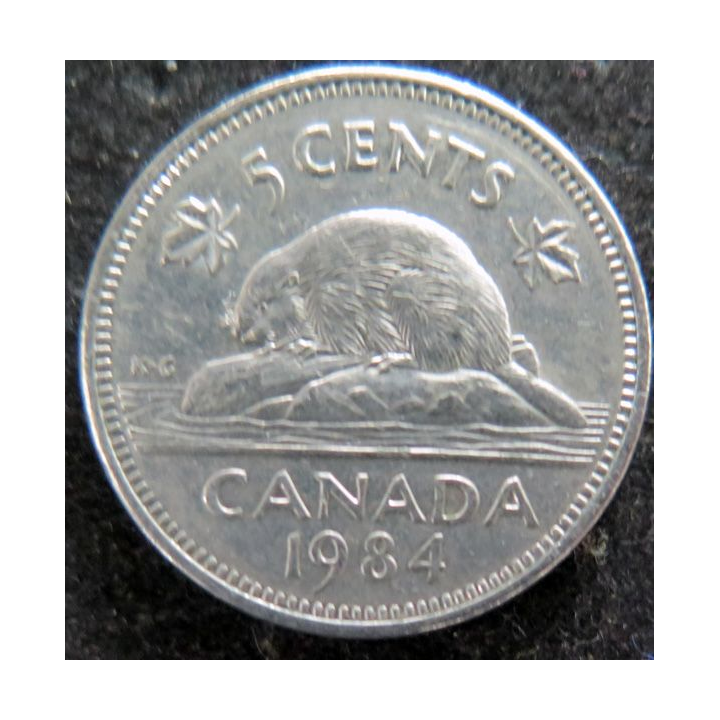 CANADA : Pièce de 5 cents 1984 Elisabeth II Castor