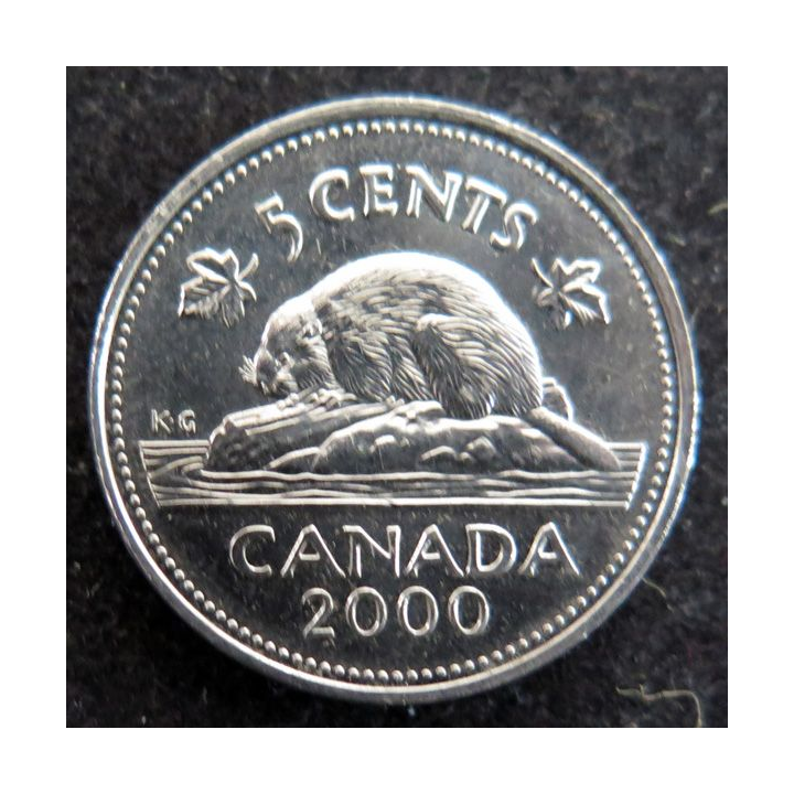 CANADA : Pièce de 5 cents 2000 Elisabeth II Castor