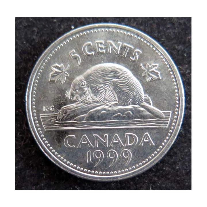 CANADA : Pièce de 5 cents 1999 Elisabeth II Castor