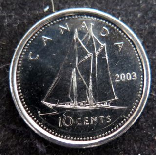 CANADA : Pièce de 10 cents 2003 Elisabeth II Voilier