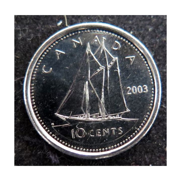 CANADA : Pièce de 10 cents 2003 Elisabeth II Voilier
