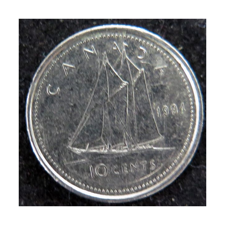 CANADA : Pièce de 10 cents 1994 Elisabeth II Voilier