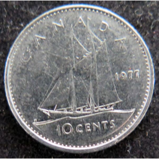 CANADA : Pièce de 10 cents 1977 Elisabeth II Voilier