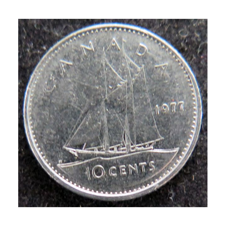 CANADA : Pièce de 10 cents 1977 Elisabeth II Voilier